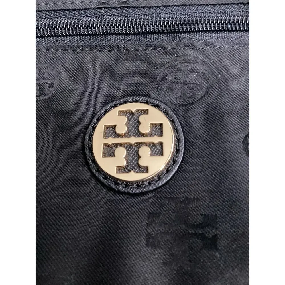 Tory Burch Tote Women’s 1Size Ella Nylon Tote Two Handles Logo Snap ClosureBlack